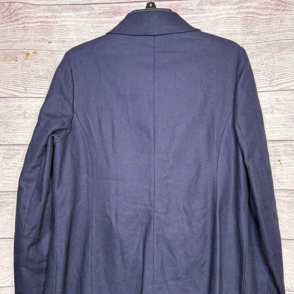Boden Linen Cotton Navy Blue Classic Luxury Minimalist Winter Fall Coat Size 12 - Picture 7 of 9